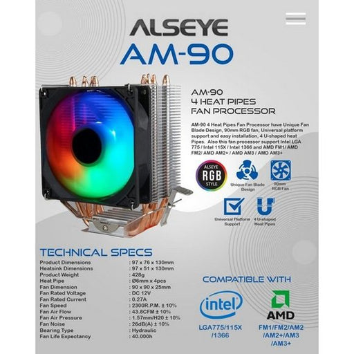 Alseye AM90 CPU Cooler